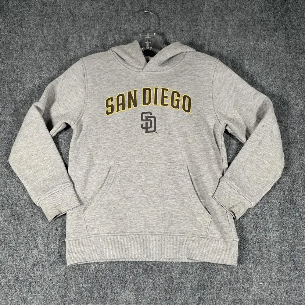 San Diego Padres Hoodie Sweatshirt Boys 8 Gray MLB Baseball New Era Pullover